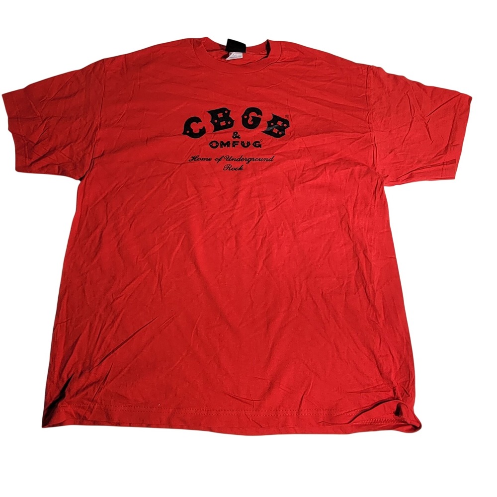 CBGB OMFUG Home of Underground Rock Graphic T-Shirt Red Mens 2XL Short Sleeve